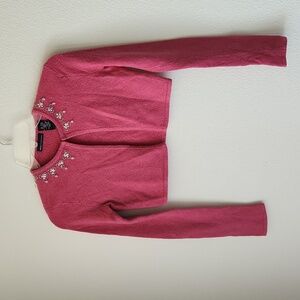 Moda International pink cropped shrug style cardigan Women Sz XXS or Girls Sz 10
